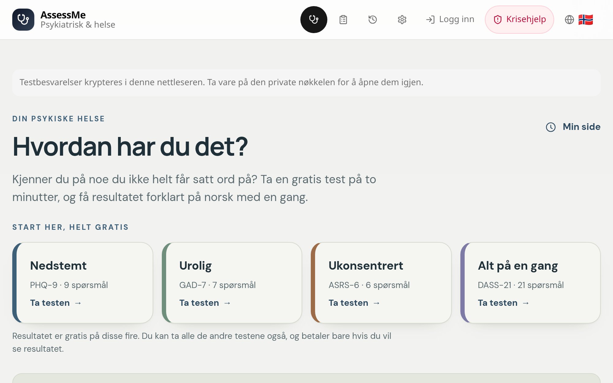 Forsiden til AssessMe